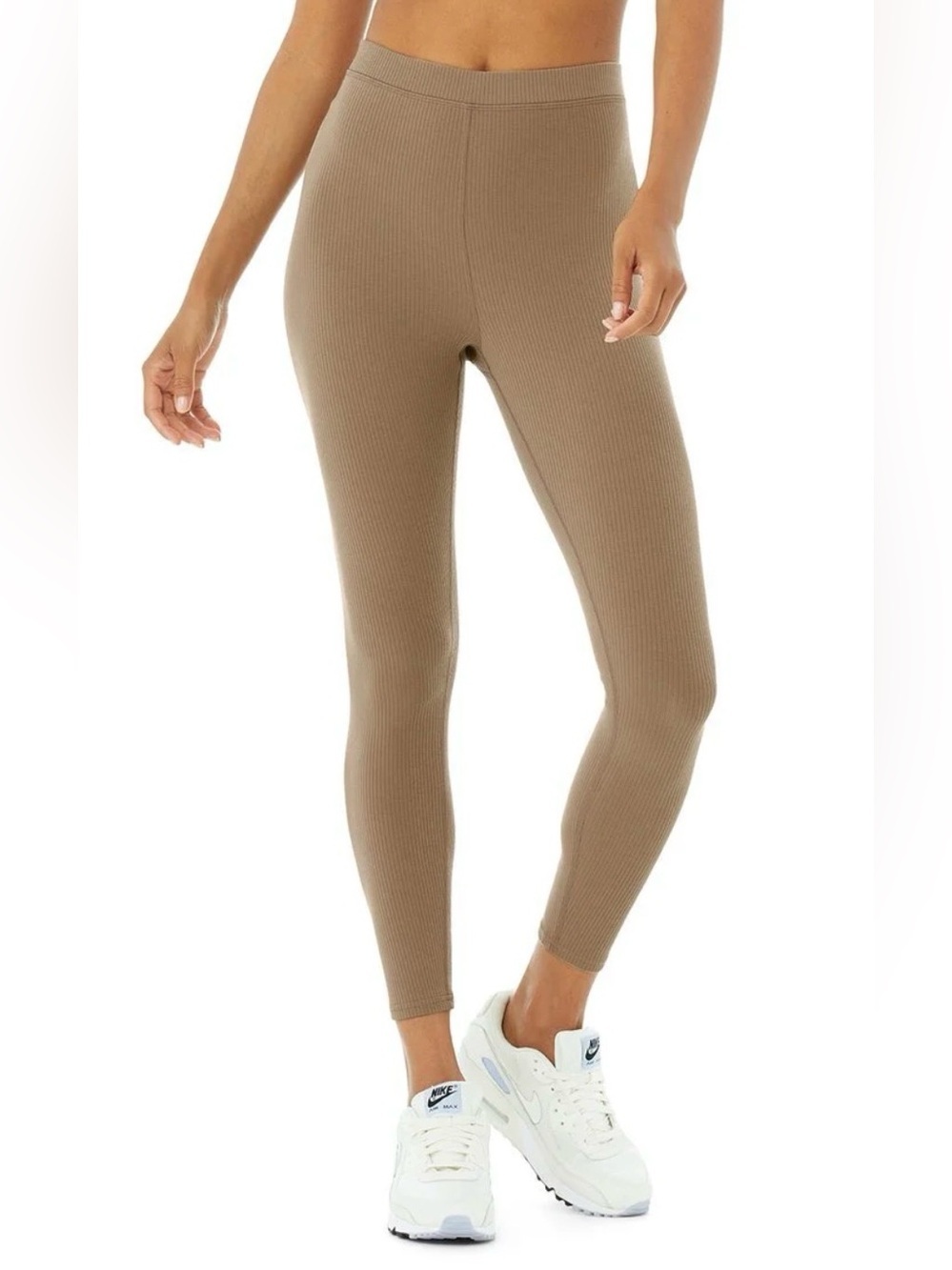 ALO Ribbed High Waist 7/8 Blissful Legging in Color Gravel Size Small